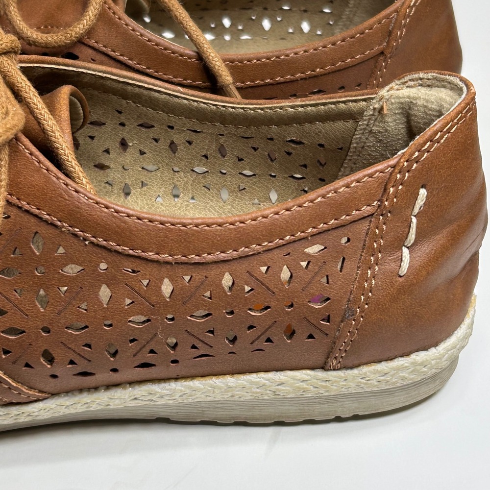Earth Spirit Gelron Brown Laser Cut Perforated Lace Up Oxfords Womens 8 - Picture 6 of 14